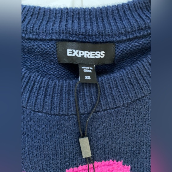 🩷 Express PARIS BOUCLE KNIT PATCH SWEATER Women’s - Picture 10 of 12